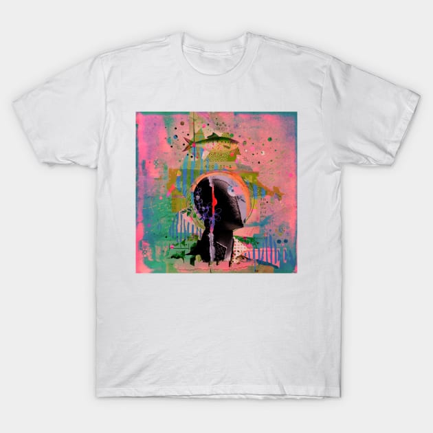 Aquatic Dreams: The Humanoid and the Geometric Symphony T-Shirt by Victoria Herrera Collagist